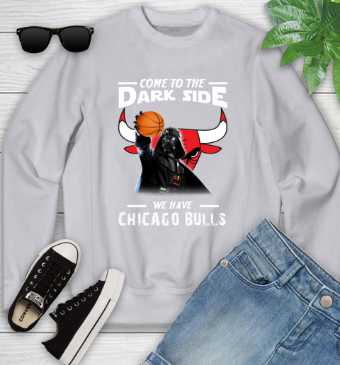 NBA Come To The Dark Side We Have Chicago Bulls Star Wars Darth Vader Basketball Youth Sweatshirt 3