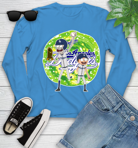MLB Los Angeles Dodgers Rick And Morty Commissioner's Trophy Baseball Sports Youth Long Sleeve 7