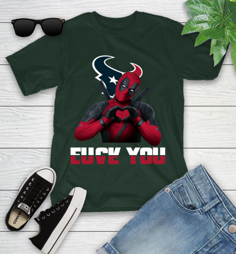 NHL Houston Texans Deadpool Love You Fuck You Football Sports Youth T-Shirt 5