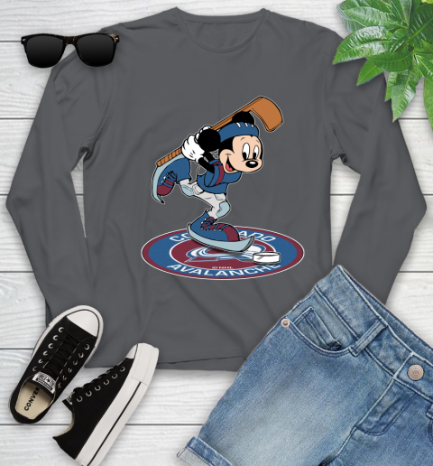 NHL Hockey Colorado Avalanche Cheerful Mickey Disney Shirt Youth Long Sleeve 8