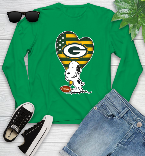Green Bay Packers NFL Football The Peanuts Movie Adorable Snoopy Youth Long Sleeve 6