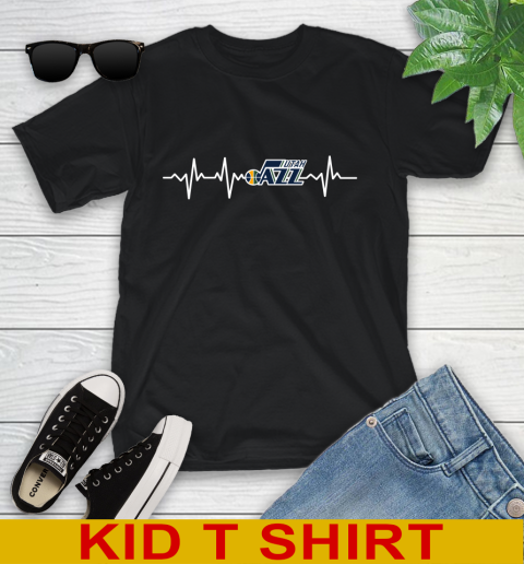 Utah Jazz NBA Basketball Heart Beat Shirt Youth T-Shirt