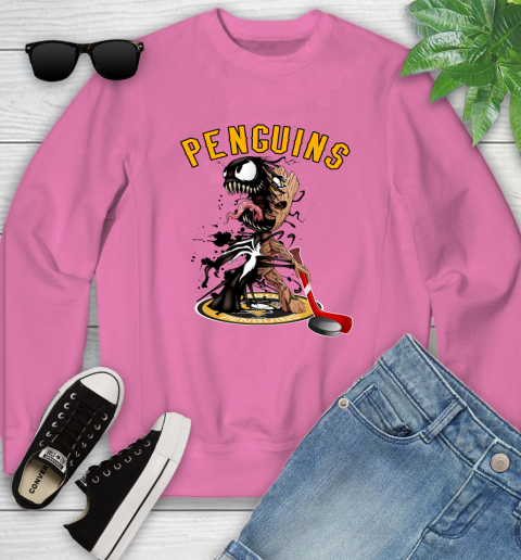 NHL Pittsburgh Penguins Hockey Venom Groot Guardians Of The Galaxy Youth Sweatshirt 7