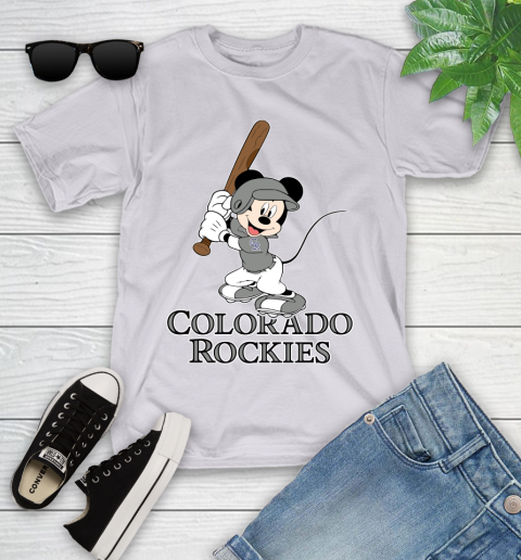 MLB Baseball Colorado Rockies Cheerful Mickey Mouse Shirt Youth T-Shirt 4
