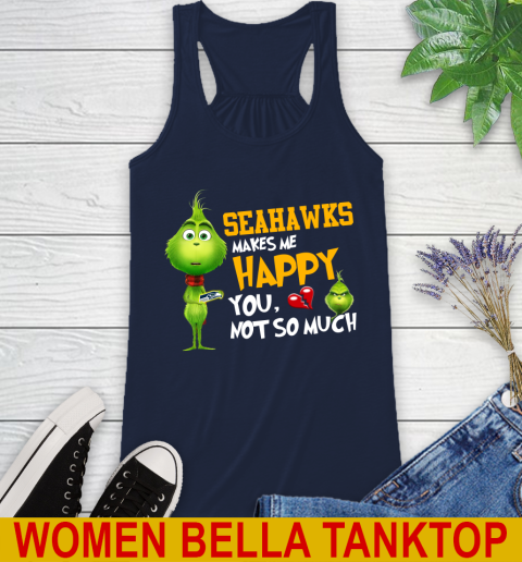 NFL Seattle Seahawks Makes Me Happy You Not So Much Grinch Football Sports Racerback Tank 9