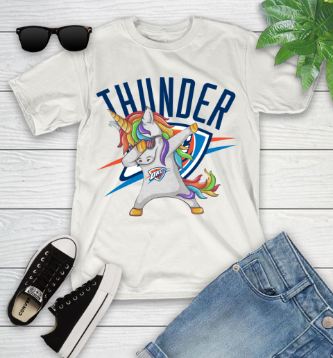Oklahoma City Thunder NBA Basketball Funny Unicorn Dabbing Sports Youth T-Shirt