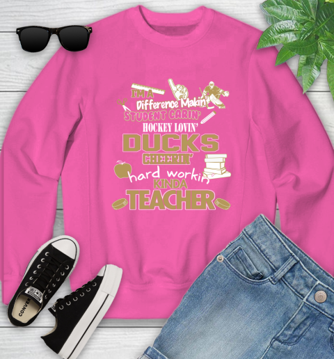 Anaheim Ducks NHL I'm A Difference Making Student Caring Hockey Loving Kinda Teacher Youth Sweatshirt 6