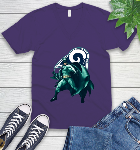 NFL Batman Football Sports Los Angeles Rams V-Neck T-Shirt 10