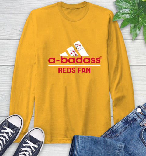 MLB A Badass Cincinnati Reds Fan Adidas Baseball Sports Long Sleeve T-Shirt 2
