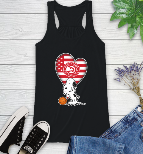 Atlanta Hawks NBA Basketball The Peanuts Movie Adorable Snoopy Racerback Tank 2