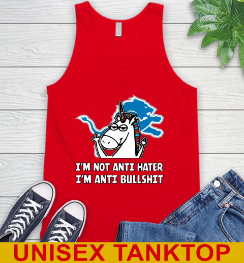 Detroit Lions NFL Football Unicorn I'm Not Anti Hater I'm Anti Bullshit Tank Top 6