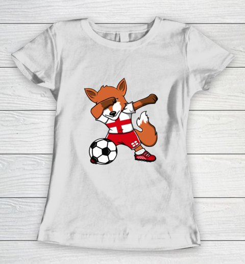 Dabbing Fox England Soccer Fans Jersey English Football Fan Women's T-Shirt