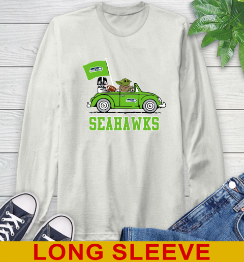 NFL Football Seattle Seahawks Darth Vader Baby Yoda Driving Star Wars Shirt Long Sleeve T-Shirt 12