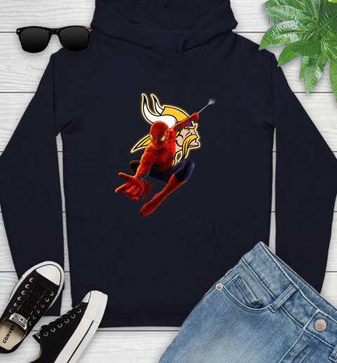 NFL Spider Man Avengers Endgame Football Minnesota Vikings Youth Hoodie 4