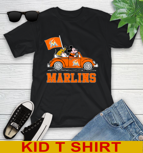 MLB Baseball Miami Marlins Pluto Mickey Driving Disney Shirt Youth T-Shirt 2