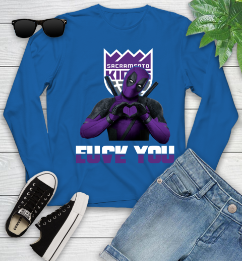 NBA Sacramento Kings Deadpool Love You Fuck You Basketball Sports Youth Long Sleeve 10
