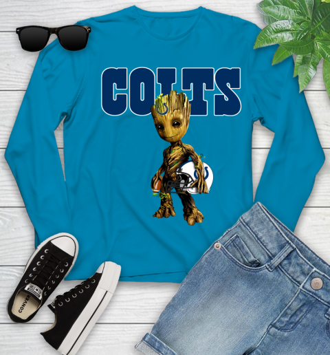 Indianapolis Colts NFL Football Groot Marvel Guardians Of The Galaxy Youth Long Sleeve 7