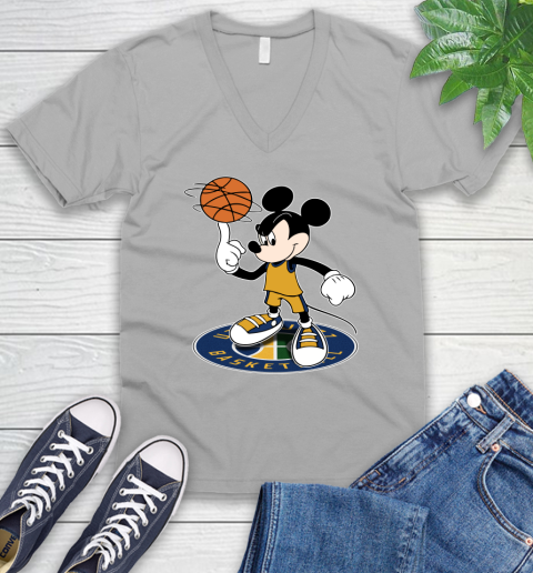 NBA Basketball Utah Jazz Cheerful Mickey Disney Shirt V-Neck T-Shirt 4