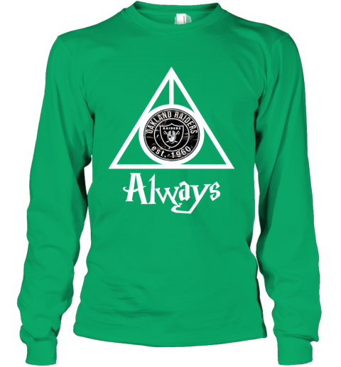 Always Love The Oakland Raiders x Harry Potter Mashup NFL slvn always love the oakland raiders x harry potter mas youth long sleeve 50 front irish green