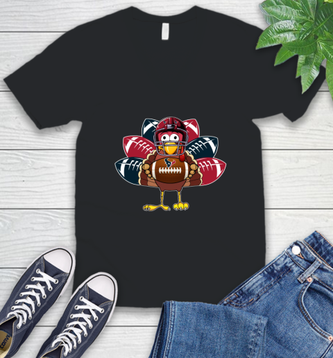 Houston Texans Turkey Thanksgiving Day V-Neck T-Shirt 2