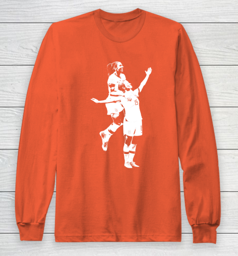 Megan Rapinoe and Alex Morgan Victory Pose  The White Stencil Long Sleeve T-Shirt 3