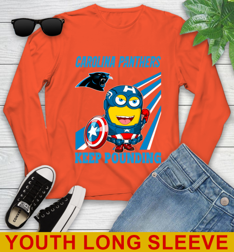 NFL Football Carolina Panthers Captain America Marvel Avengers Minion Shirt Youth Long Sleeve 3