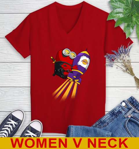 NBA Basketball Los Angeles Lakers Deadpool Minion Marvel Shirt Women's V-Neck T-Shirt 10