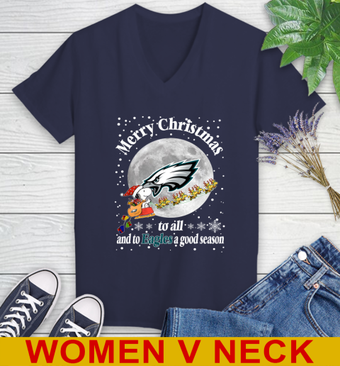 Philadelphia Eagles Merry Christmas To All And To Eagles A Good Season NFL Football Sports Women's V-Neck T-Shirt 12