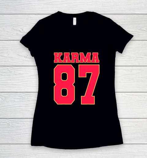 Karma 87 Football Fans Women's V-Neck T-Shirt