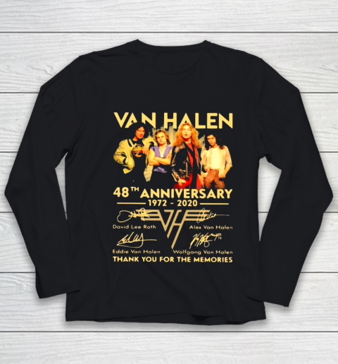 Van Halen 48th Anniversary 1972 2020 thank you for the memories signatures Youth Long Sleeve