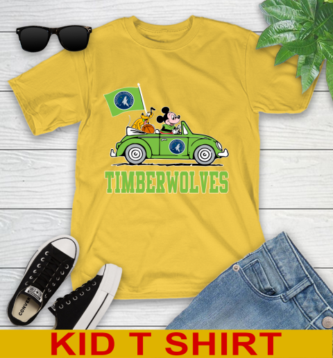 NBA Basketball Minnesota Timberwolves Pluto Mickey Driving Disney Shirt Youth T-Shirt 8