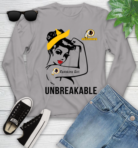 NFL Washington Redskins Girl Unbreakable Football Sports Youth Long Sleeve 3