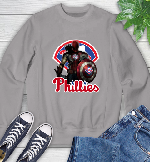 MLB Captain America Thor Spider Man Hawkeye Avengers Endgame Baseball Philadelphia Phillies Sweatshirt 5