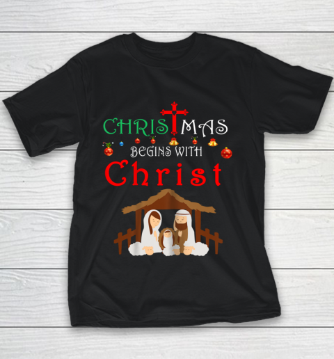 Christmas Begins With Christ T Shirt Christian Holiday Youth T-Shirt