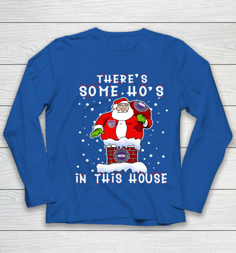 Sacramento Kings Christmas There Is Some Hos In This House Santa Stuck In The Chimney NBA Youth Long Sleeve 7