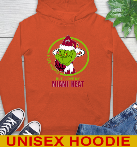 Miami Heat NBA Christmas Grinch I Hate People But I Love My Favorite Basketball Team Hoodie 5