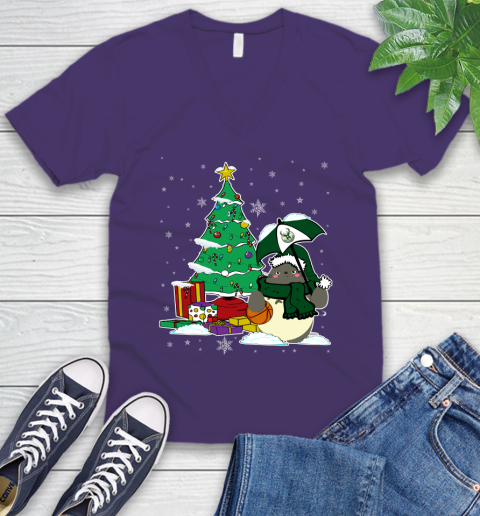 Milwaukee Bucks NBA Basketball Cute Tonari No Totoro Christmas Sports V-Neck T-Shirt 9