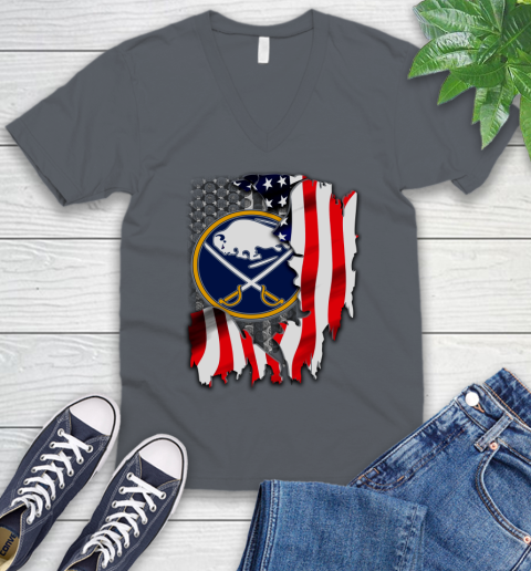 Buffalo Sabres NHL Hockey American Flag V-Neck T-Shirt 4