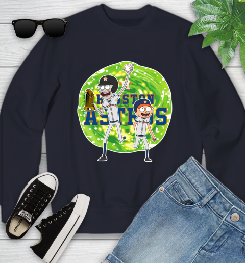 MLB Houston Astros Rick And Morty Commissioner's Trophy Baseball Sports Youth Sweatshirt 3