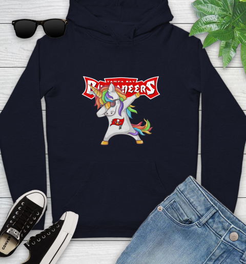 Tampa Bay Buccaneers NFL Football Funny Unicorn Dabbing Sports Youth Hoodie 4