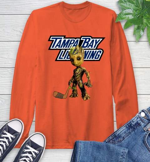 Tampa Bay Lightning NHL Hockey Groot Marvel Guardians Of The Galaxy Long Sleeve T-Shirt 5