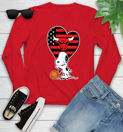 Chicago Bulls NBA Basketball The Peanuts Movie Adorable Snoopy Youth Long Sleeve 11