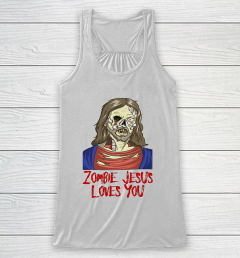 Zombie Jesus Loves You Funny Halloween Racerback Tank