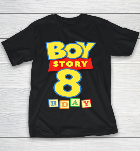 Toy Blocks Boy Story 8 Year Old Birthday Youth T-Shirt