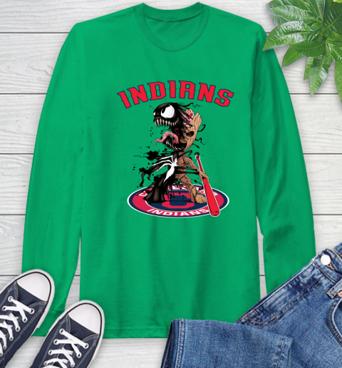 MLB Cleveland Indians Baseball Venom Groot Guardians Of The Galaxy Long Sleeve T-Shirt 7