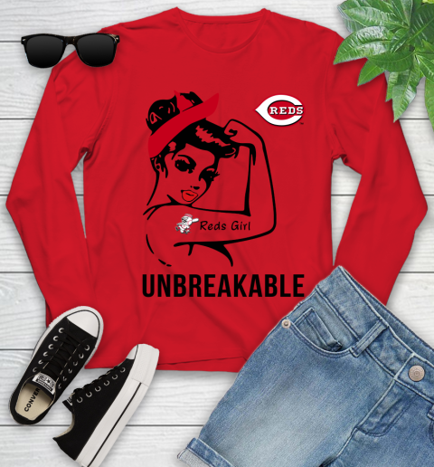 MLB Cincinnati Reds Girl Unbreakable Baseball Sports Youth Long Sleeve 8