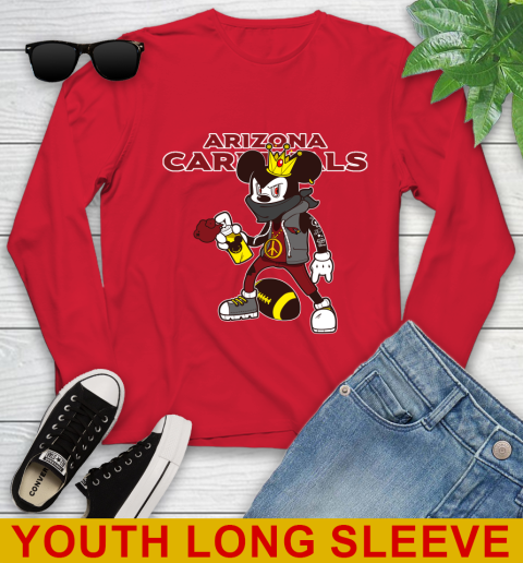 Arizona Cardinals NFL Football Mickey Peace Sign Sports Youth Long Sleeve 11