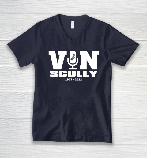 Vin Scully Microphone 1927 2022 V-Neck T-Shirt 2
