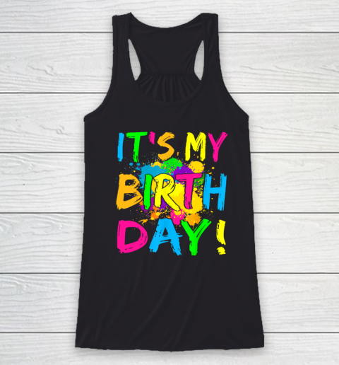 It's My Birthday Shirt Let's Glow Retro 80's Party Outfit Racerback Tank