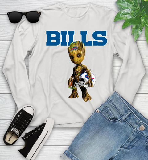Buffalo Bills NFL Football Groot Marvel Guardians Of The Galaxy Youth Long Sleeve